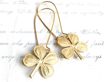 Lucky Shamrock Earrings St. Patrick's Day Earrings Four Leaf Clover Earrings Celtic Earrings Irish Earrings Good Luck Jewelry Lucky Charms