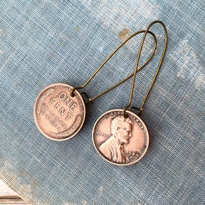 Vintage Penny Earrings Wheat Coin Penny Jewelry Lucky Penny