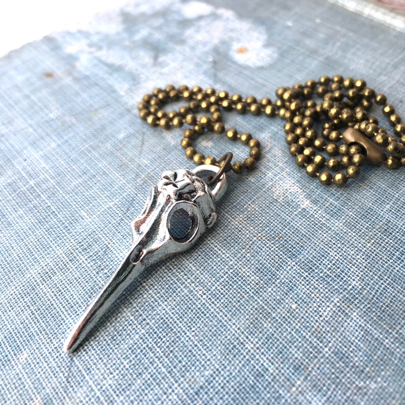 Plague Doctor Bird Mask Necklace Raven Skull Silver Bird Skull Goth Jewelry Steampunk image 2