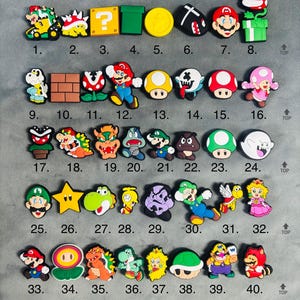 Croc shoe charms fit crocs pvc mario luigi bozer piranha plant mushroom golden coin star retro video game modern movie anime