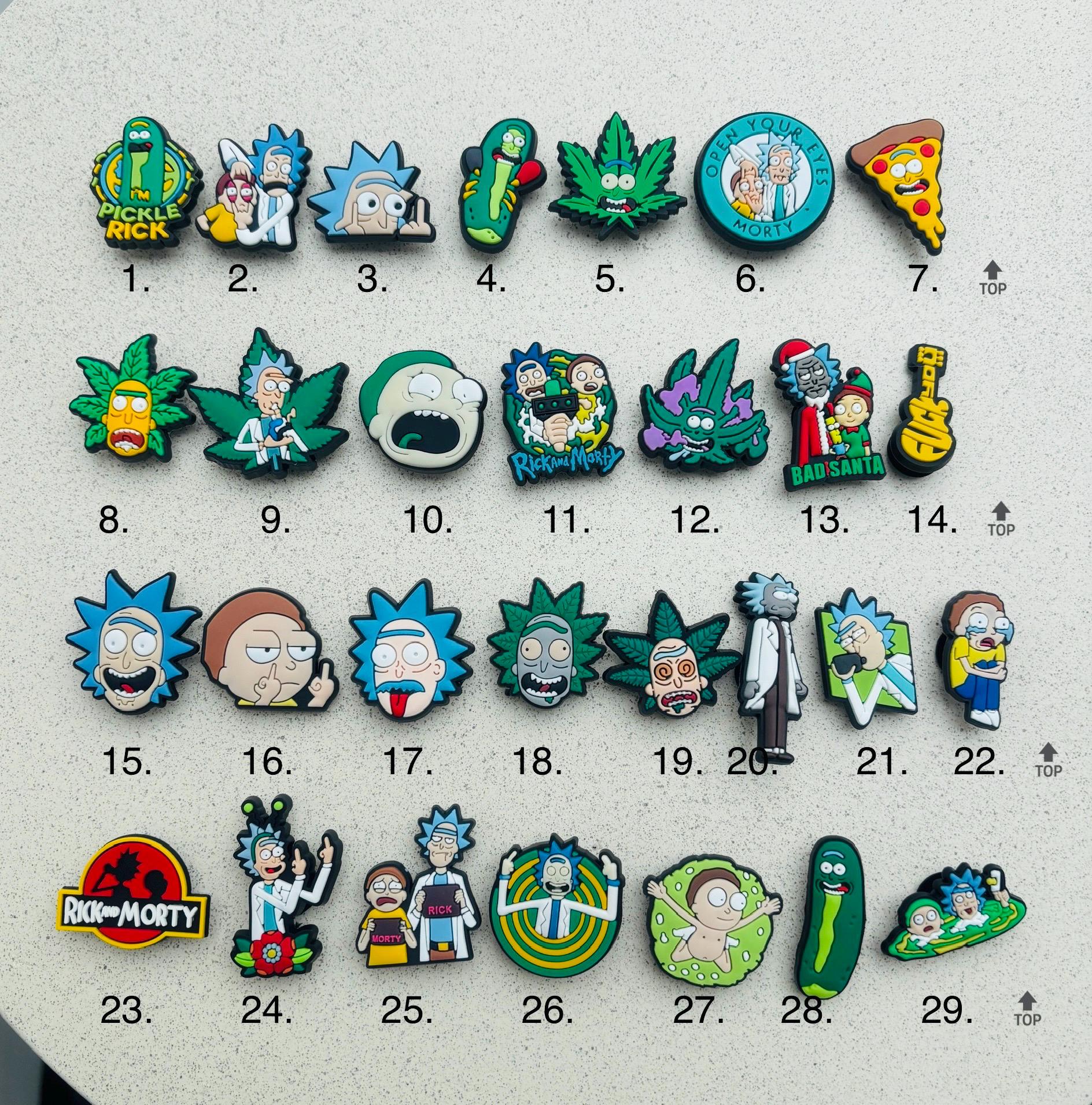 600 Charmz Rick Et Morty Pour Crocs - Lot Varié Multicolore - Personnages De Dessins Animés