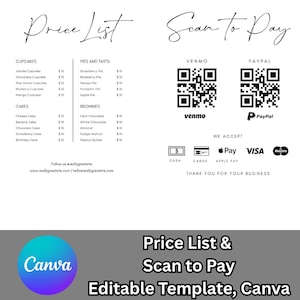 Panneau QR code, Petite entreprise, Modèle canva, Modèle modifiable, Modèle de liste de prix, Panneau Scan to Pay, Panneau de paiement, Panneau de prix personnalisé