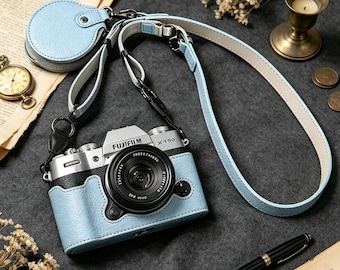 Pink PU Leather Camera Base Cover, Fujifilm X-T50 Half Case with Strap & Lens Cap – Thoughtful Photography Gift