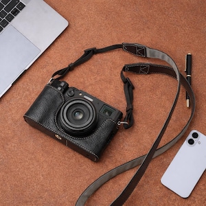 Fujifilm Camera Half Leather Case X100 VI,Vintage Protective Base for Photographer,Adjustable Shoulder Strap, X100VI Camera Bag,Gift for Him