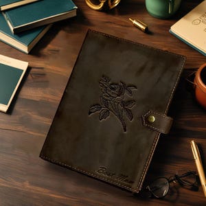 Wkładany spersonalizowany padfolio, skórzany notatnik, etui na dziennik A5, prezent na dzień ojca, spersonalizowany planer nazw, wyjątkowy prezent dla kobiet