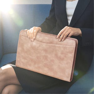Leather Portfolio Personalized,3-Ring Binder for Women, Refillable Padfolio, A4 Notepad Folio Custom, Engraved Name Laptop Bag, Gift for Her