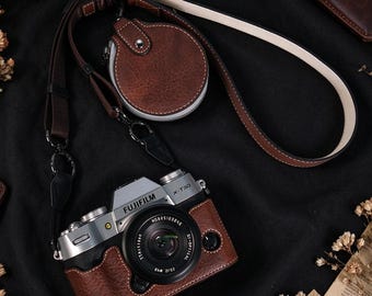 Fujifilm X-T50 Half Camera Case, Retro X-T30/X-T20 Protective Cover, PU Leather XT30 II Camera Bag, XS20 Base Cover with Strap, Gift for Her