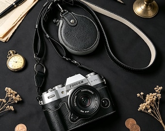 Fujifilm X-T50 Half Camera Case, Retro X-T30/X-T20 Protective Cover, PU Leather XT30 II Camera Bag, XS20 Base Cover with Strap, Gift for Her