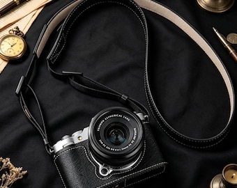 Fujifilm X-M5 Leather Half Camera Base, Retro Camera Protective Case, X-M5 PU Leather Camera Bag, Camera Cover & Straps, Gift for Men