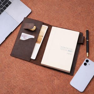 Personalized Leather Notebook A5 A6 | Handmade Leather Journal | Custom Logo Business Gift | Refillable Planner Cover | Corporate Gift