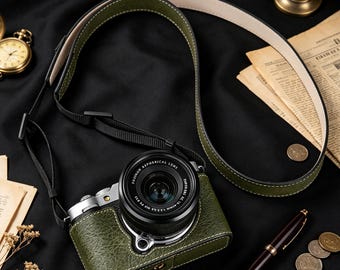 Leather Half Fuji X-M5 Camera Base, X-M5 PU Leather Camera Bag, Camera Cover & Straps, Vintage Camera Protective Cover, Leather Gift for Him