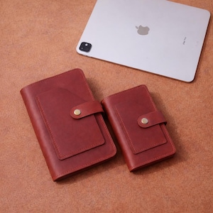 6-Ring Personalized Leather Binder, A6/A7 Padfolio Cover, Refillable Journals Planner, A7 Customized Notebook, A6 Travel Notepad Case