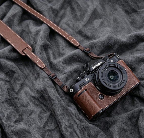 Microfiber Leather Nikon Zf Half Case, Handmade Camera Cover with Battery Access, Retro Camera Case Gift for Photographer, Retro Camera Case