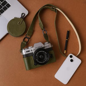 Fujifilm X-T50 PU Leather Camera Half Case with Strap & Lens Cap – Vintage Retro Style Protective Base Cover