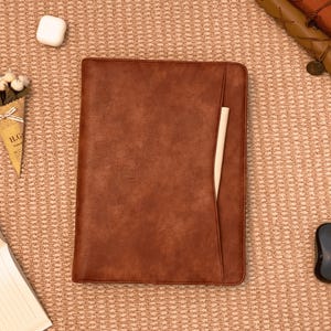 Portfolio A4 Vintage Leather dla kobiet, 3-pierścieniowa teczka Padfolio, spersonalizowana torba na laptopa, spersonalizowana okładka notatnika z wymiennymi wkładami, wyjątkowy prezent ślubny