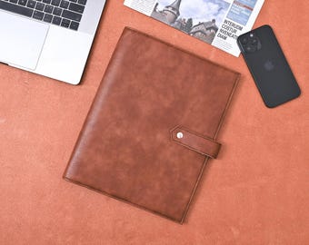 Personalized Logo 3Ring Binder, Custom Name Pu Leather Padfolio, Embossed Company Name Logo, Refillable Letter Size Folder, Gift for Men