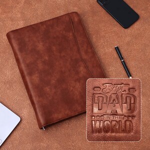 Refillable Leather Portfolio: Custom A4 Padfolio Binder, Engraved Gift