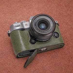 Fujifilm X-T50 halvkamerafodral, vintage PU-läderkamerafodral, retro skyddande basfodral med rem och objektivskydd, skolstartspresent till honom