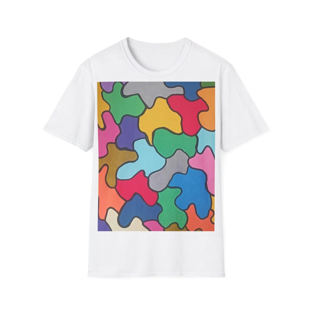 Abstract Colorful Puzzle Pattern T-shirt | Multicolor Organic Shapes ...