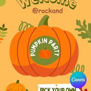 Carteles de Fiesta Halloween Editables en Canva - Decoración Digital Imprimible - Plantillas Personalizables de Calabazas y Brujas