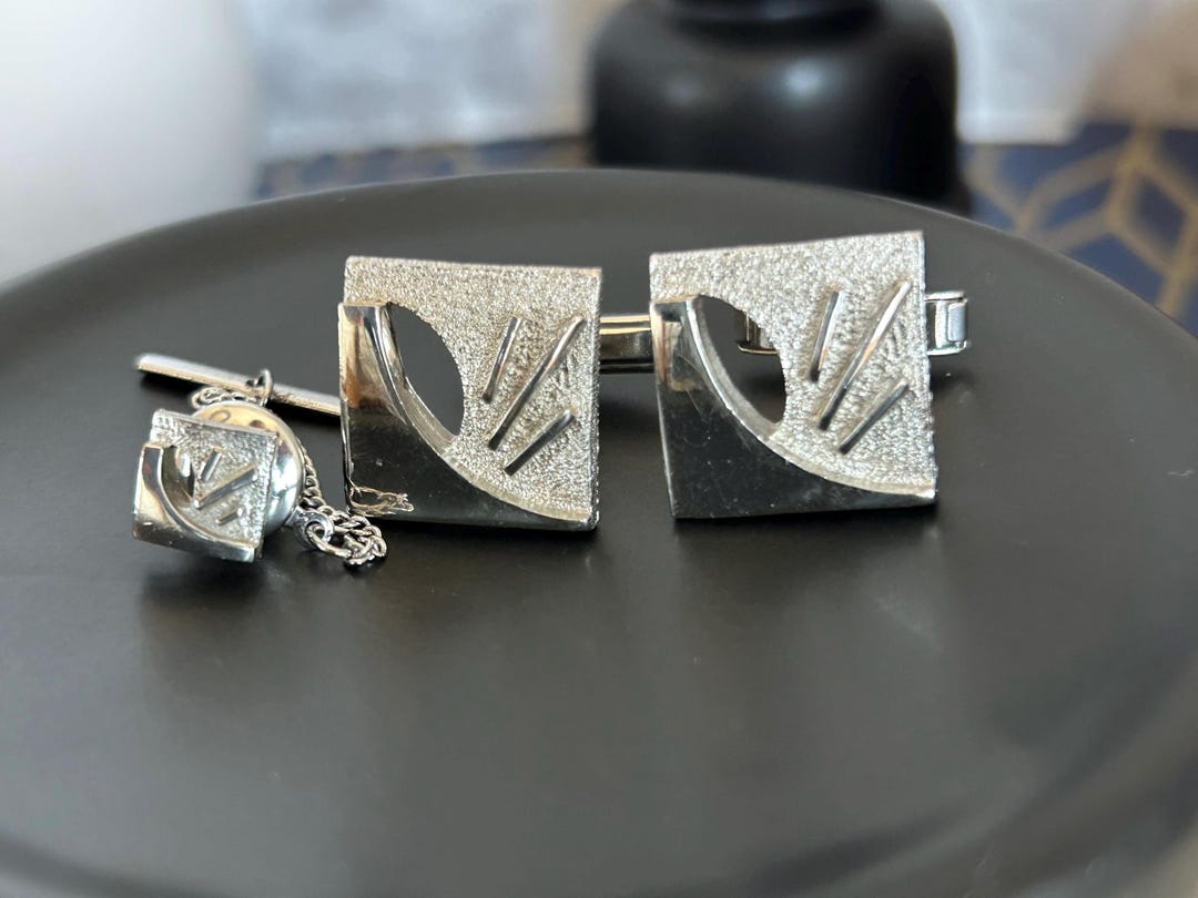 アクセサリー CDL TOKYO EternityPierce silver Vintage Schiaparelli Style Cufflink Tie Tack Set: Silver Tone