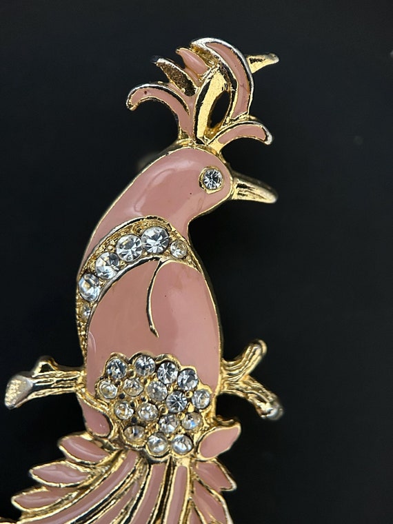 Vintage pink enamel bird - Gem