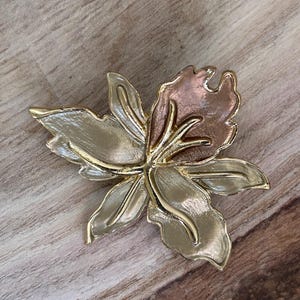 Vintage Art Nouveau Style Gold and Rose Gold Orchid Brooch Pendant