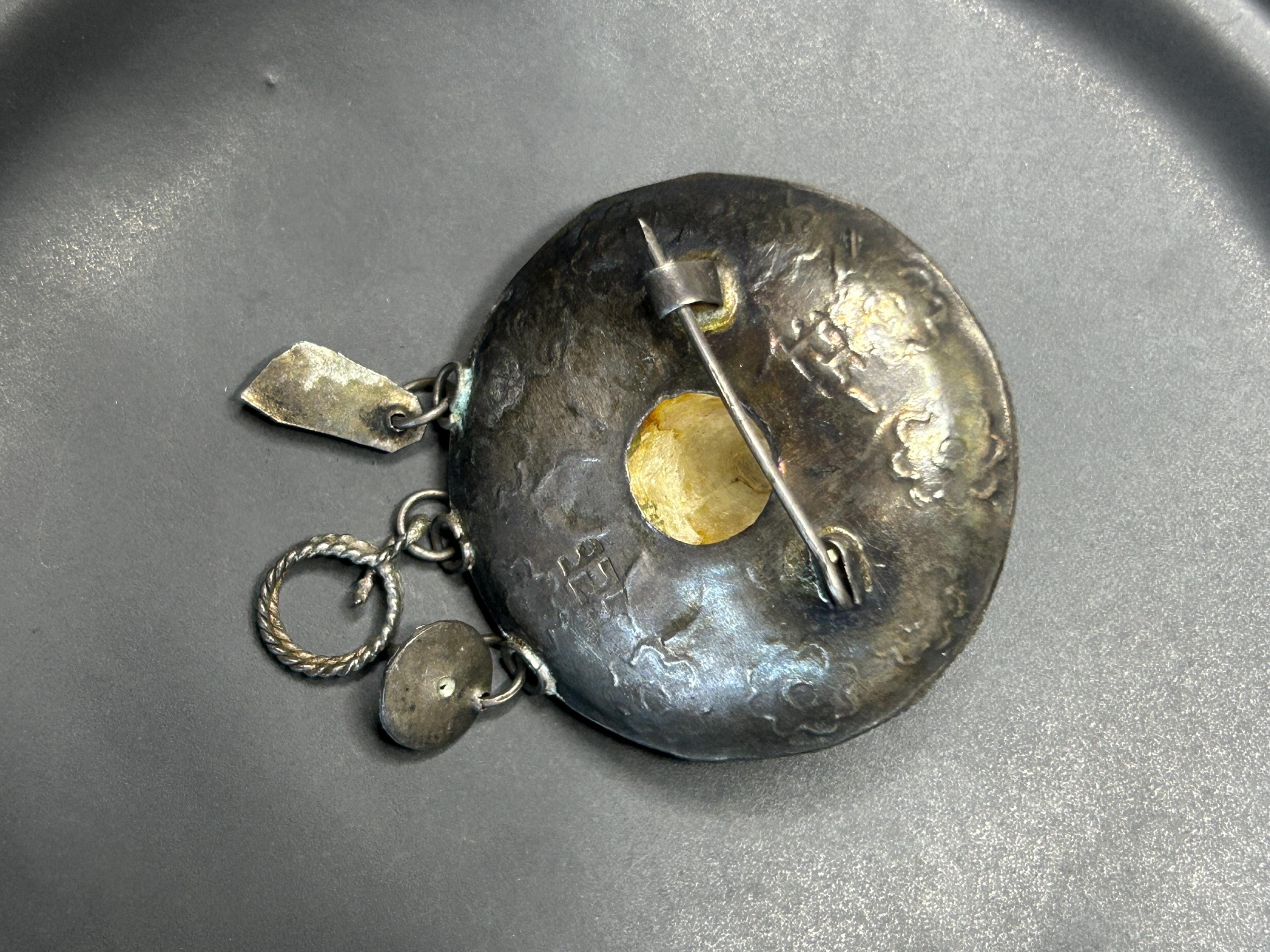 Vintage 925 Sterling Silver Mexican Sombrero Hat Brooch With