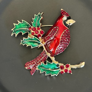 Vintage Napier Red Weihnachtskardinal Brosche
