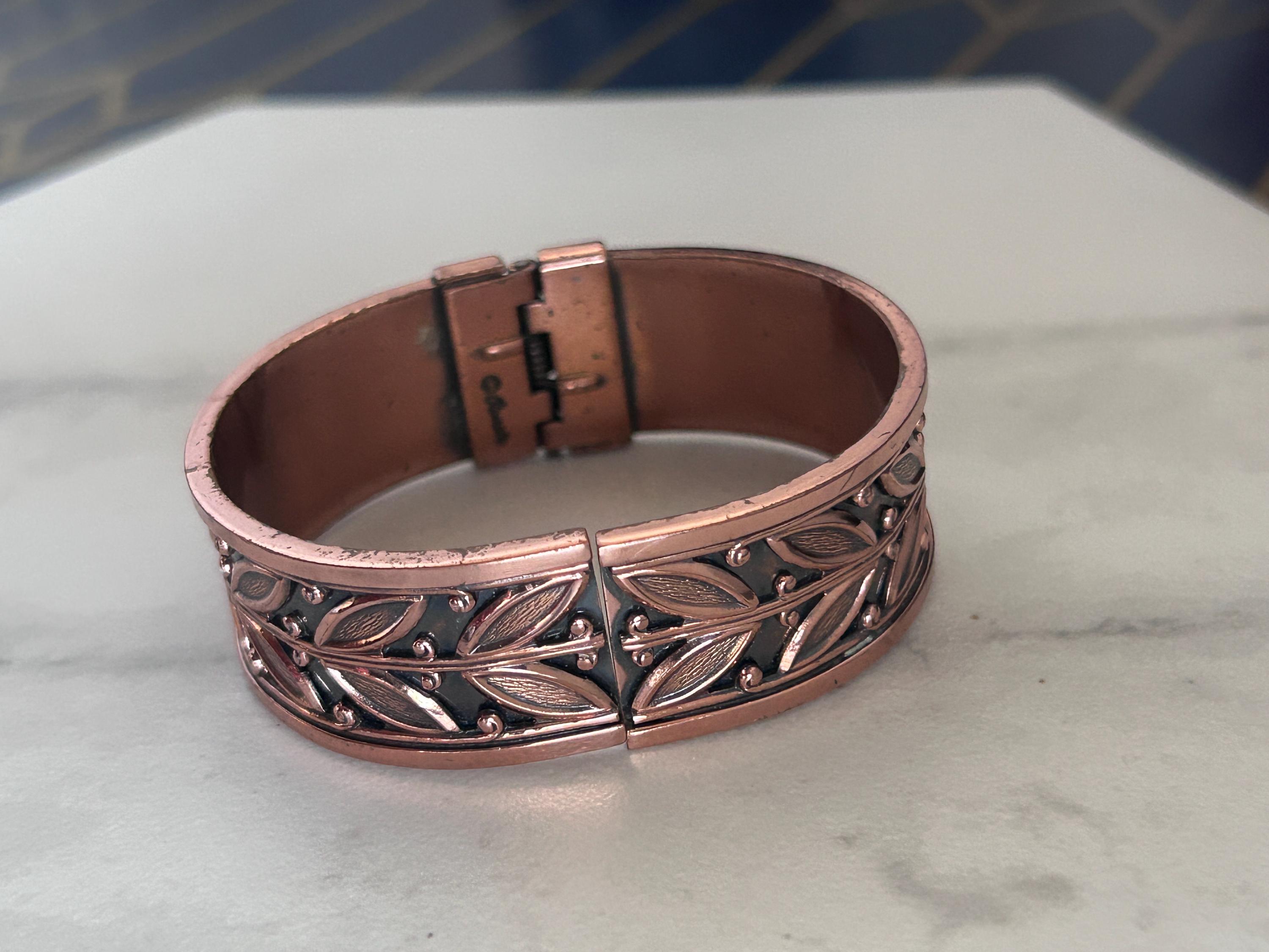 Vintage Renoir Copper Leaves Hinged Cuff Bracelet - Etsy