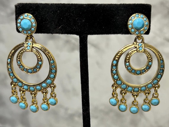 Vintage Kenneth Jay Lane Faux Turquoise Chandelie… - image 1
