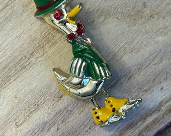 Broche Ancienne Art Nouveau/Art Deco En Acier - Motif Canard - Occasion - Bijou Vintage