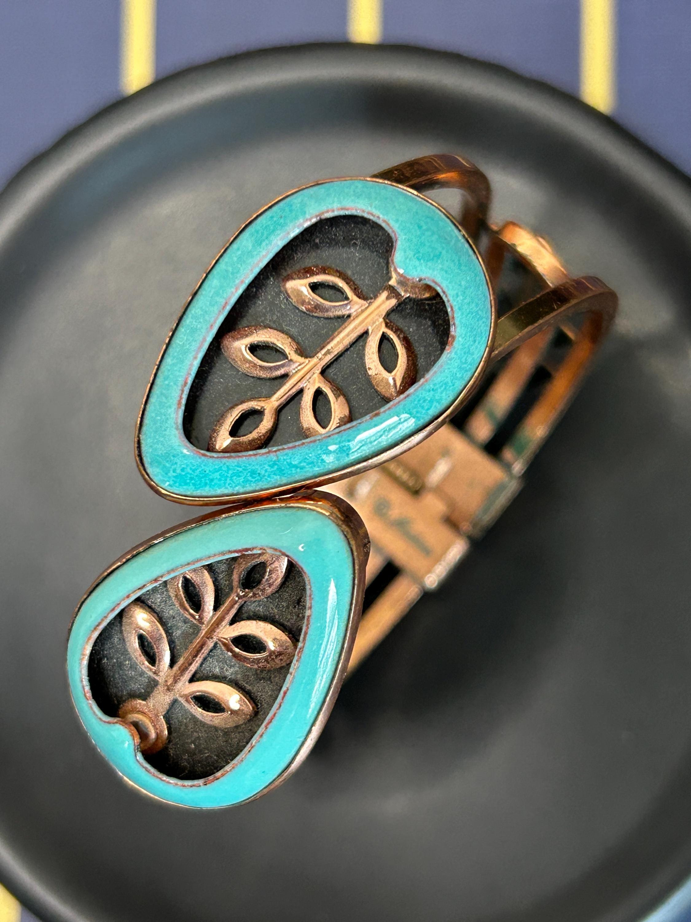 Vintage Matisse Renoir Copper and Turquoise Blue Enamel Pear Fruit