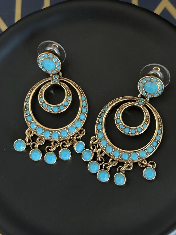 Vintage Kenneth Jay Lane Faux Turquoise Chandelie… - image 6