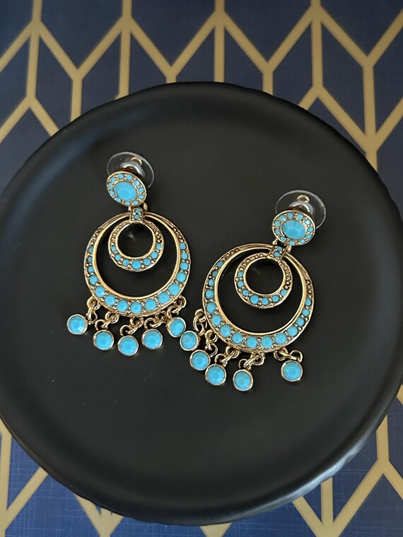 Vintage Kenneth Jay Lane Faux Turquoise Chandelie… - image 8