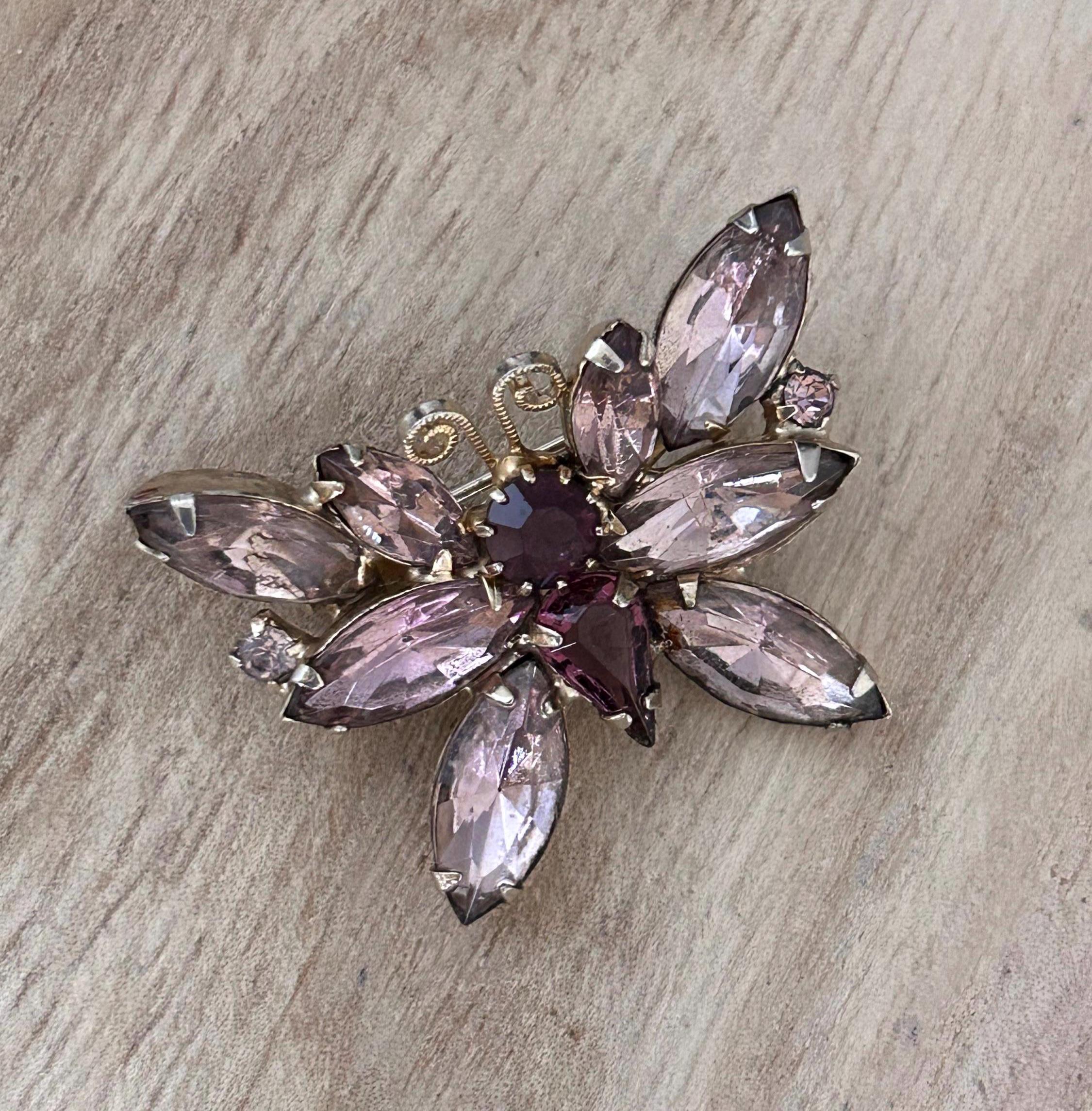 Vintage Juliana (#7626) Amethyst and Lavender Crystal Butterfly