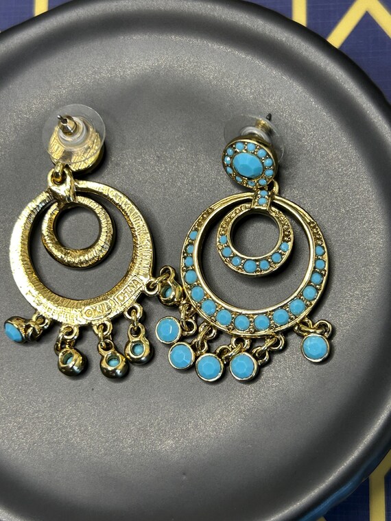 Vintage Kenneth Jay Lane Faux Turquoise Chandelie… - image 3