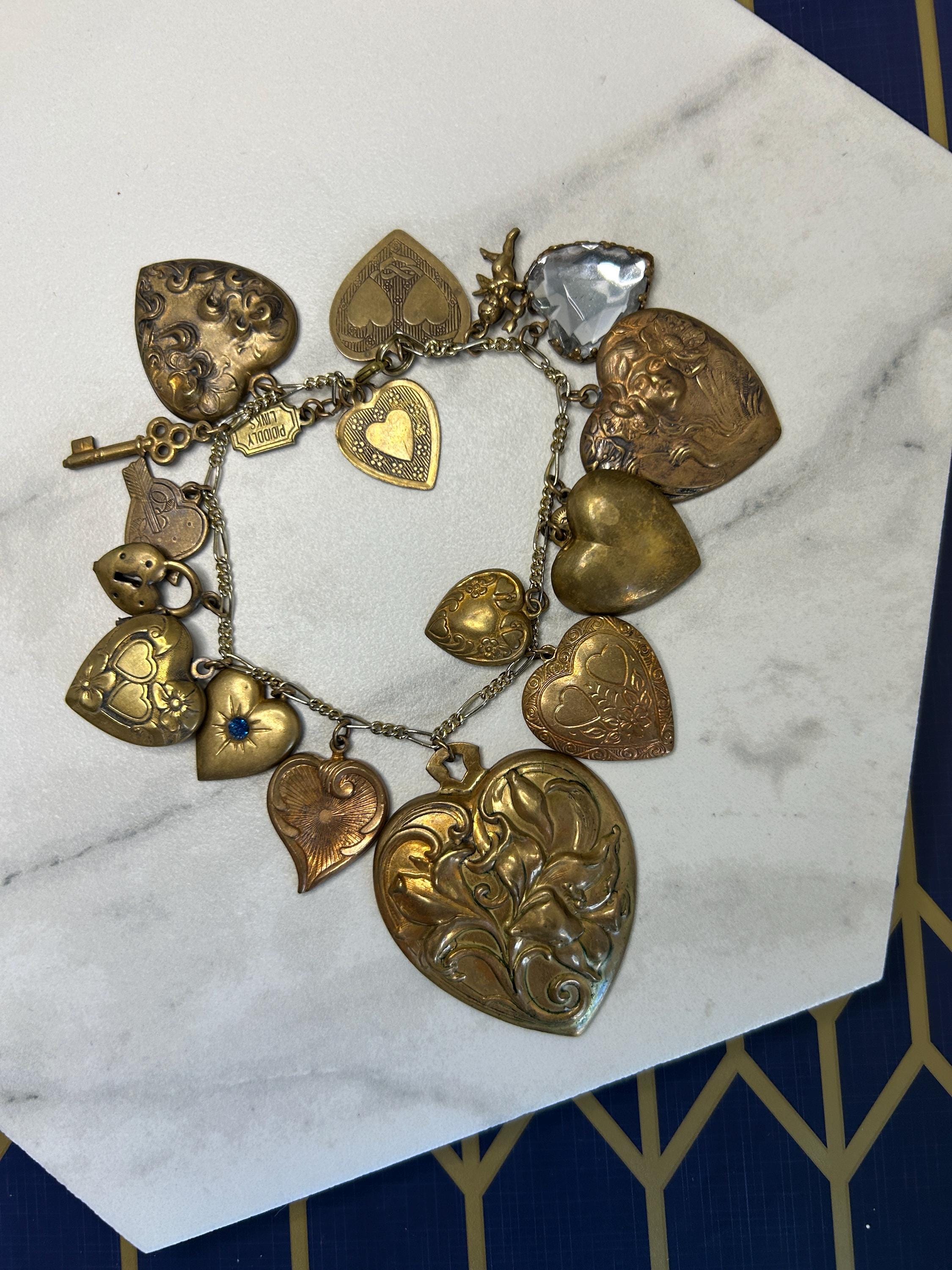 Vintage Pididdly Links Victorian Style Brass Sweetheart 17 Charm