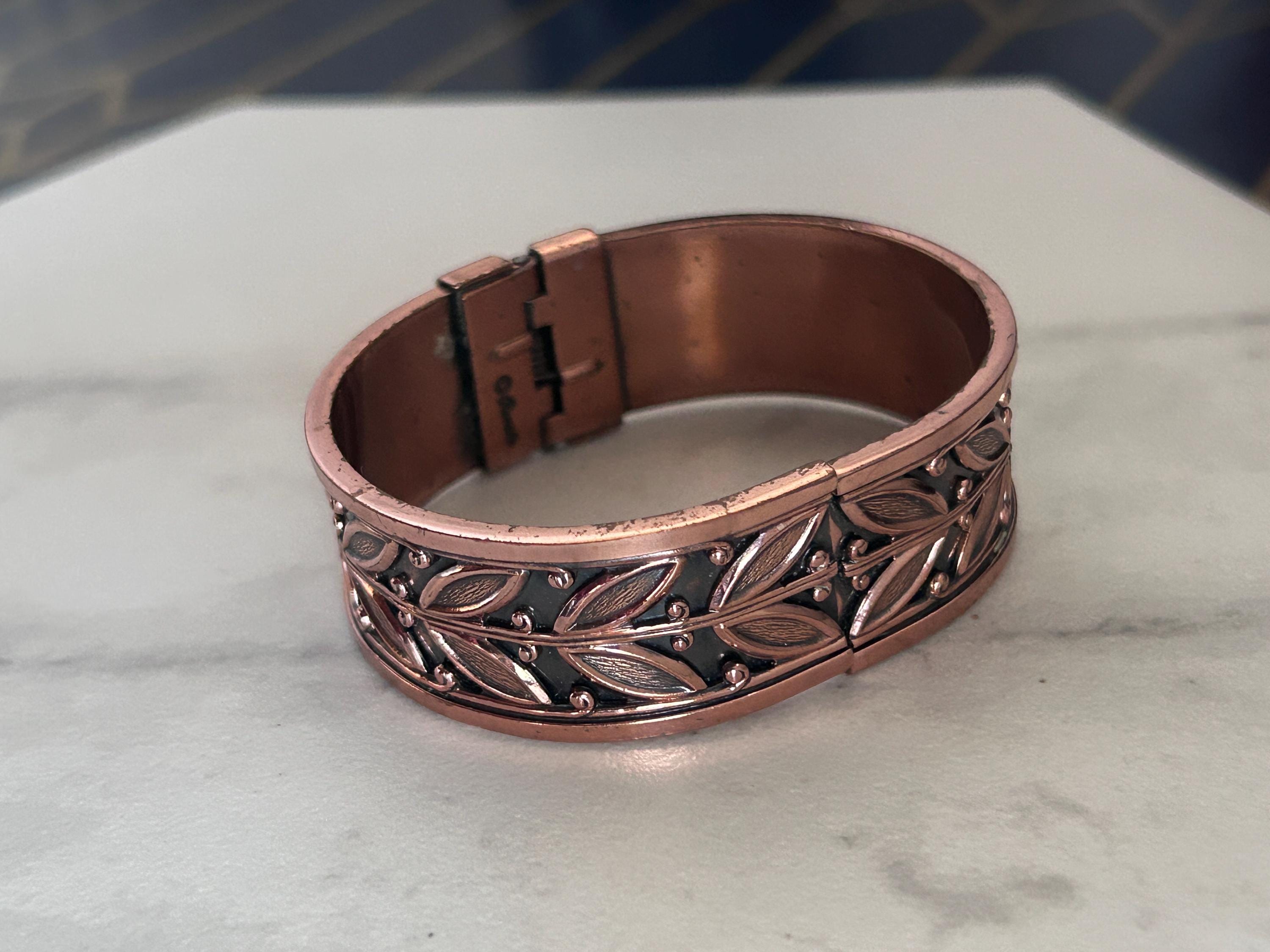 Vintage Renoir Copper Leaves Hinged Cuff Bracelet - Etsy