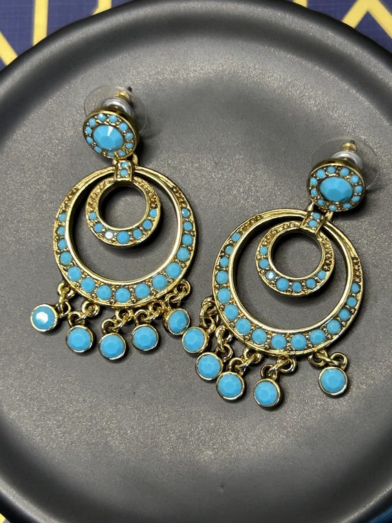Vintage Kenneth Jay Lane Faux Turquoise Chandelie… - image 2