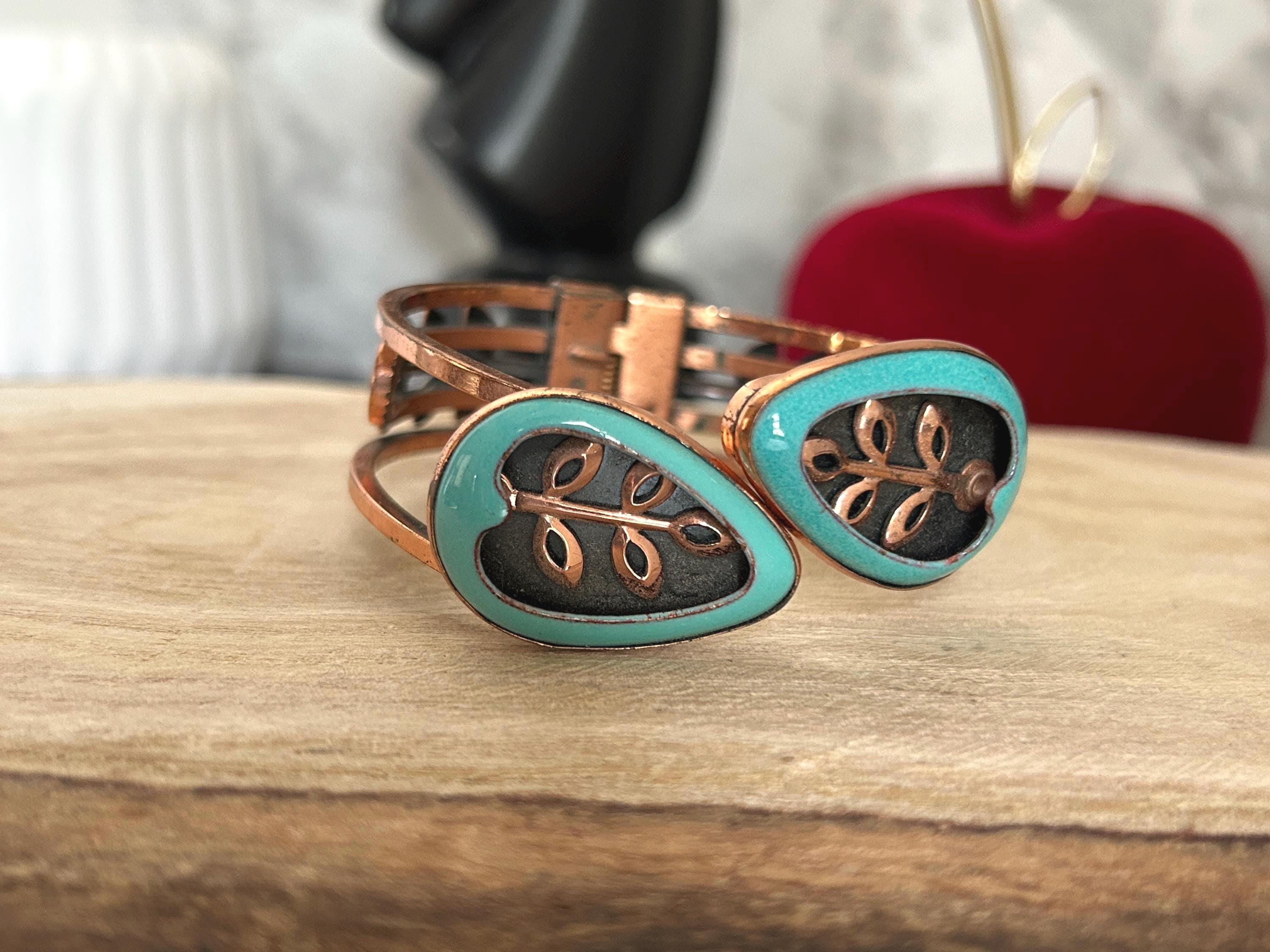 f*i様 Renoir カッパー カフブレスレット Vintage Matisse Renoir Copper and Turquoise Blue Enamel Pear Fruit