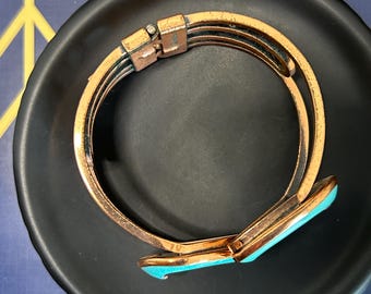 Vintage Matisse Renoir Copper and Turquoise Blue Enamel Pear Fruit