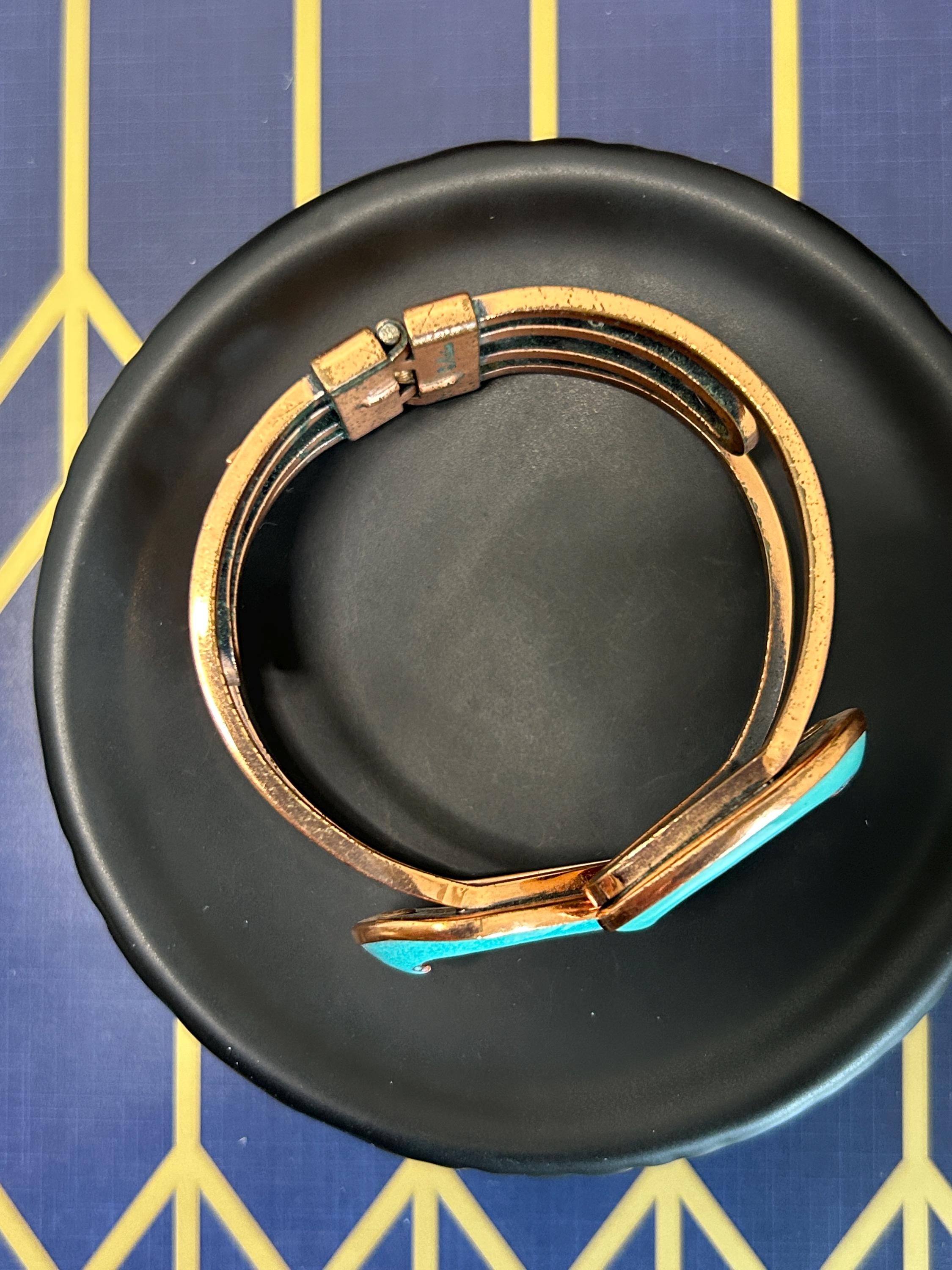 Vintage Matisse Renoir Copper and Turquoise Blue Enamel Pear Fruit