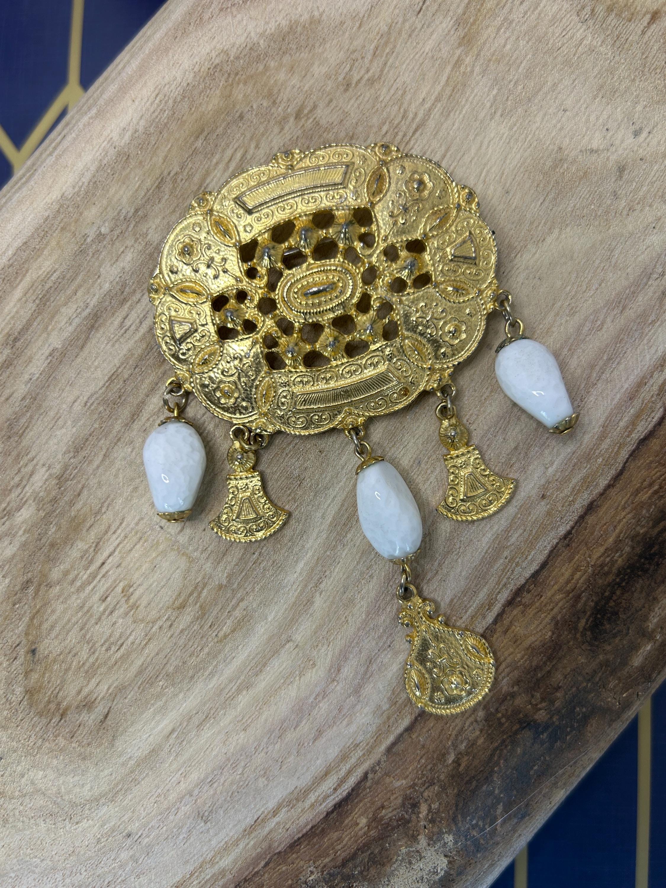アクセサリー ethark1234 Vintage Unsigned Accessocraft NYC Etruscan Shield Brooch Pendant