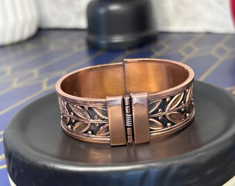 Vintage Renoir Copper Leaves Hinged Cuff Bracelet - Etsy