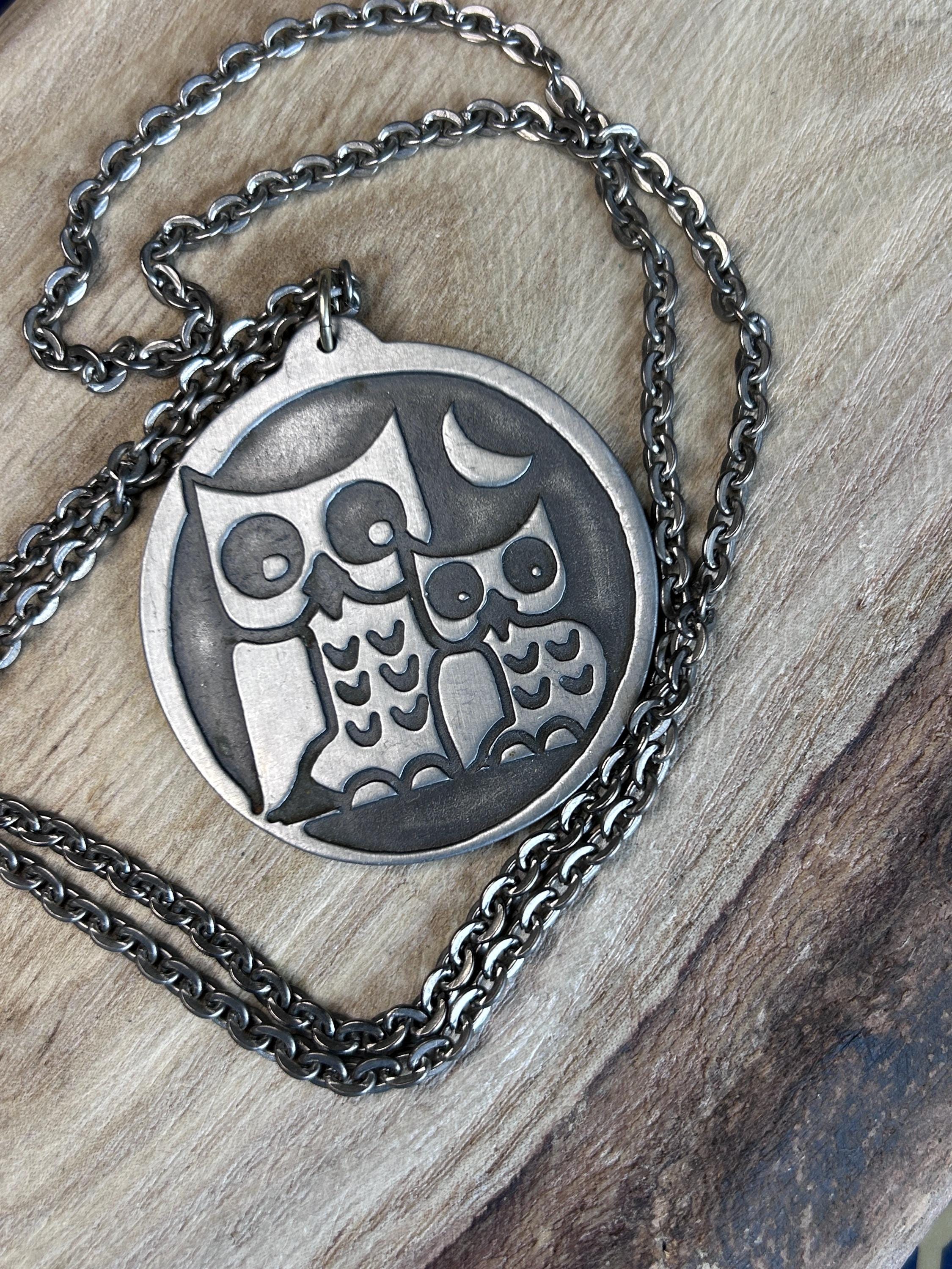 Vintage Jorgen Jensen 76 Pewter Owl Family Pendant Necklace - Etsy
