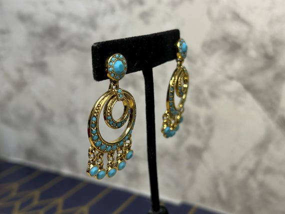 Vintage Kenneth Jay Lane Faux Turquoise Chandelie… - image 10