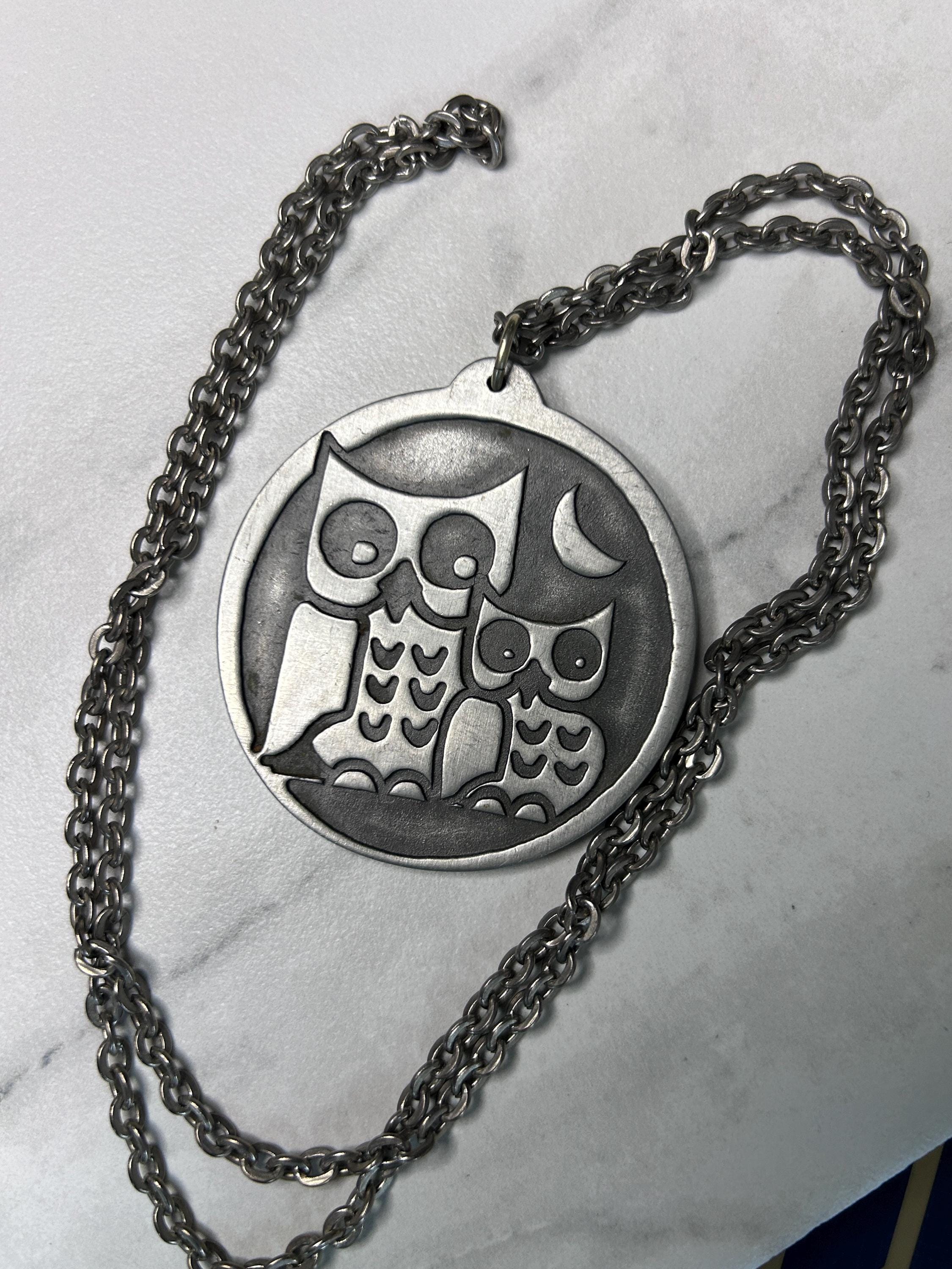 Vintage Jorgen Jensen 76 Pewter Owl Family Pendant Necklace - Etsy