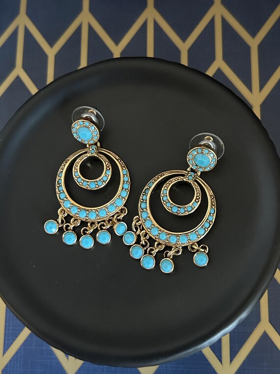 Vintage Kenneth Jay Lane Faux Turquoise Chandelie… - image 7