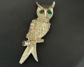 Boutons De Manchette Vintage Wise Old Owl En Métal Doré - Non Signés - Occasion Bon État